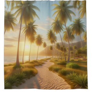 Rideaux De Douche coucher de soleil sur la plage des Caraïbes/tropic