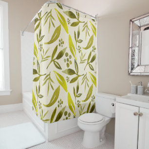 Rideaux De Douche Couleur de Sage Botanique Feuille de Fig Motif d'a