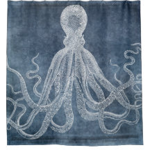 Couleur d'eau octopus bleu crémeux Vintage