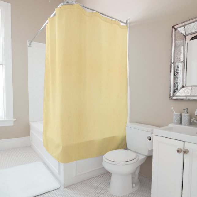 Rideaux De Douche Couleur jaune soie de maïs avec texture subtile (En situation)