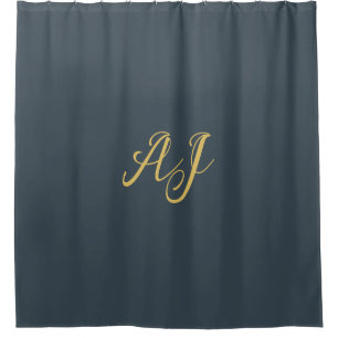 Rideaux De Douche Couleur Or Charbon Monogramme Initial Professionne
