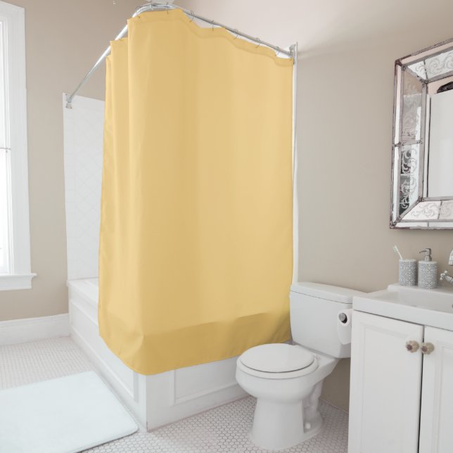 Rideaux De Douche Couleur Uni Jaune Pêche (En situation)
