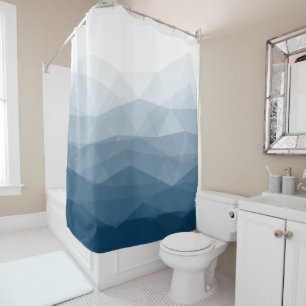 Rideaux De Douche Couleurs de conception géométrique bleue