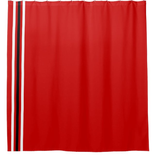 Rideaux De Douche Couleurs de l'école Rouge Blanc Noir (Devant)