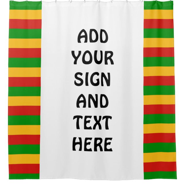 Rideaux De Douche COULEURS DU DRAPEAU RASTAFARI + vos idées (Devant)