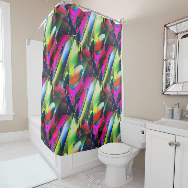 Rideaux De Douche Couleurs extravagantes de formes abstraites et voy (En situation)