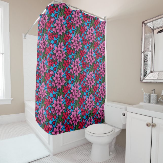 Rideaux De Douche Couleurs florales folles  (En situation)