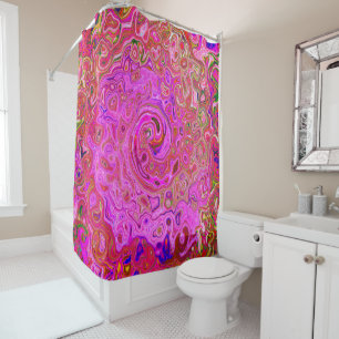 Rideaux De Douche Couleurs marbrées roses chaudes Abstrait torse rét