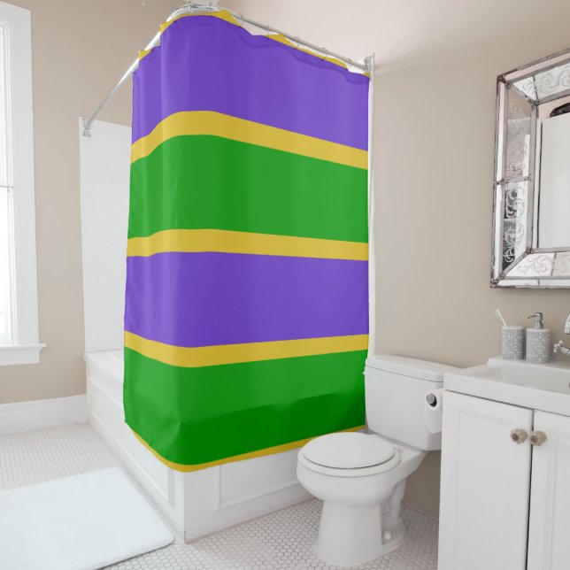 Rideaux De Douche Couleurs Rayures Mardi Gras (En situation)