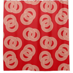 Rideaux De Douche Couleurs rouges, anneaux rayés verrouillés motif.