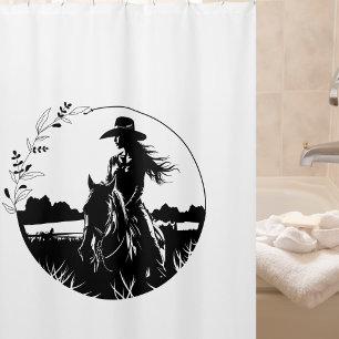 Rideaux De Douche Country Chic Horse Cowgirl Western Equestrio