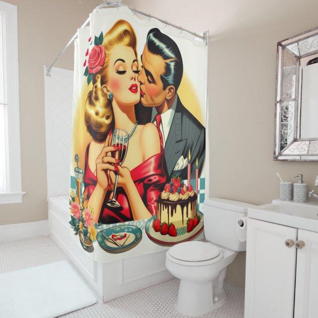 Rideaux De Douche Couple vintage (En situation)