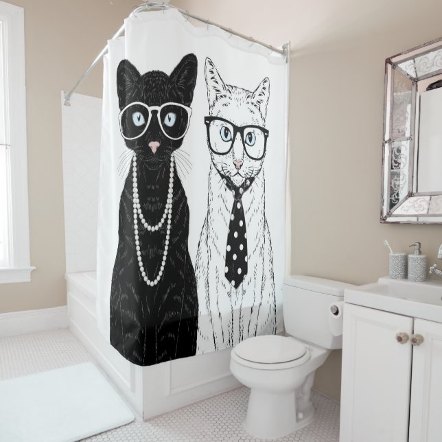 Rideaux De Douche Couples de chat (En situation)
