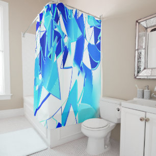 Rideaux De Douche Coupures d'image bleues tordues irrégulièrement