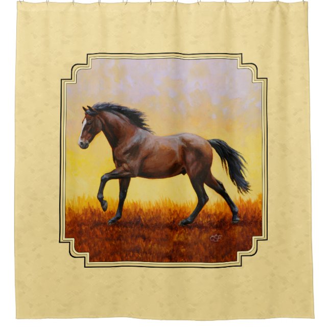 Rideaux De Douche Courir Dark Bay Horse jaune (Devant)