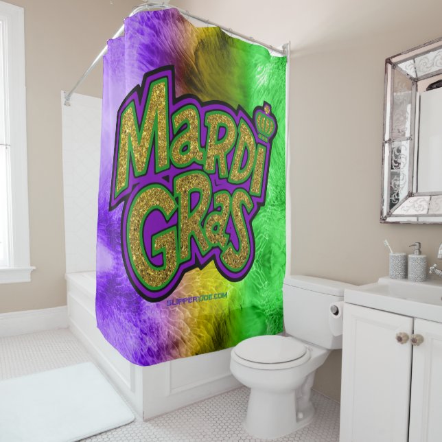 Rideaux De Douche Couronne festive de SlipperyJoe thème Mardi Gras r (En situation)