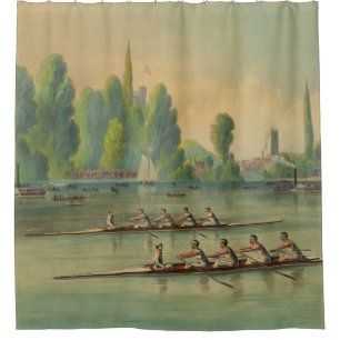 Rideaux De Douche Course de bateau de course de l'équipage vintage R