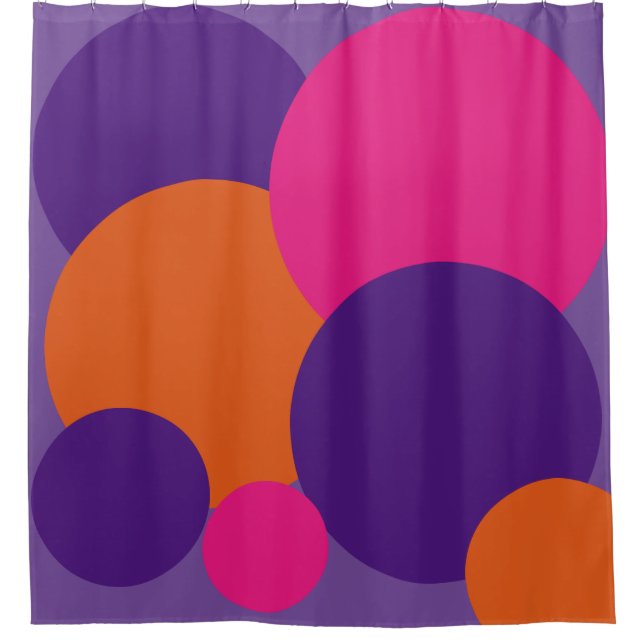 Rideaux De Douche Courte de douche Pois orange, violet et rose chaud (Devant)