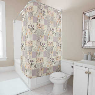 Rideaux De Douche Courtepoint Patchwork Vert Lilas Floral Rustique R