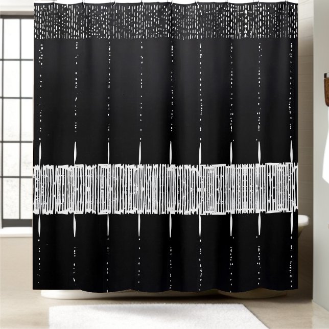 Rideaux De Douche Coussin de douche Classé Noir et Blanc Style 1 (Créateur téléchargé)