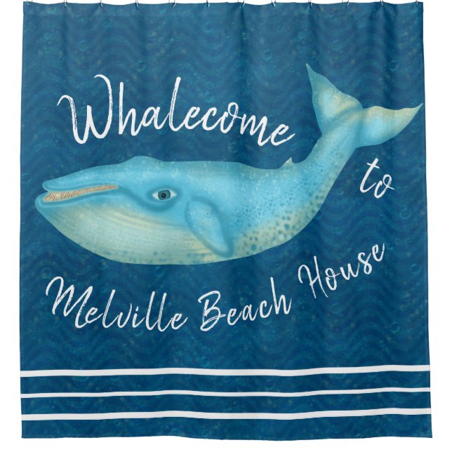 Rideaux De Douche Coutume nautique de Whalecome | de baleine bleue (Devant)