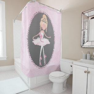 Rideaux De Douche Couture rose et gris Ballerina Girls Whimsical Chi