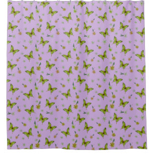 Rideaux De Douche Couverture de jet en floral lavande et lime