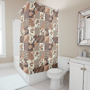 Rideaux De Douche Couverture en terre cuite patchwork Floral rustiqu