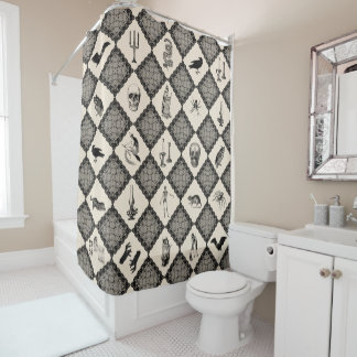 Rideaux De Douche Couverture Sherpa Wiccan Patchwork de Sorcière