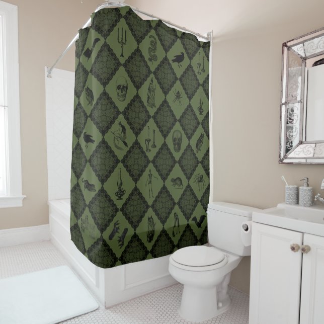 Rideaux De Douche Couverture Sherpa Wiccan Patchwork de Sorcière (En situation)