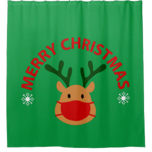 Rideaux De Douche covid joyeux noël visage masque rennes