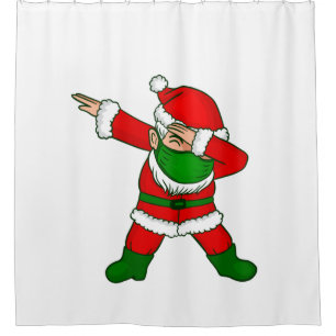 Rideaux De Douche covid noël masque visage santa claus dabbing