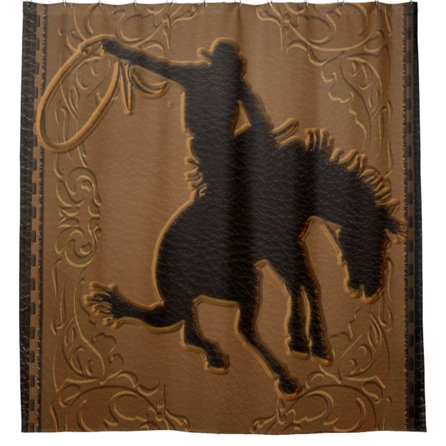 Rideaux De Douche Cowboy de Leather Western Wild West Rustic (Devant)