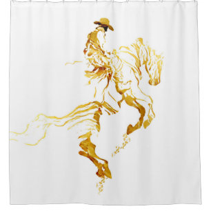 Rideaux De Douche Cowboy Doré sur Cheval Cabré