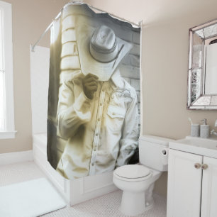 Rideaux De Douche Cowboy occidental de rodéo avec son casquette