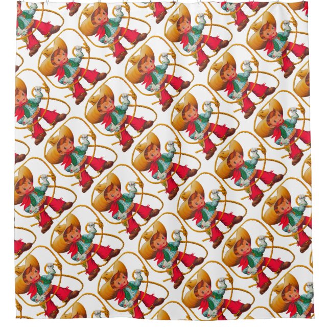 Rideaux De Douche Cowboy Retro Boy Child Cute Western (Devant)