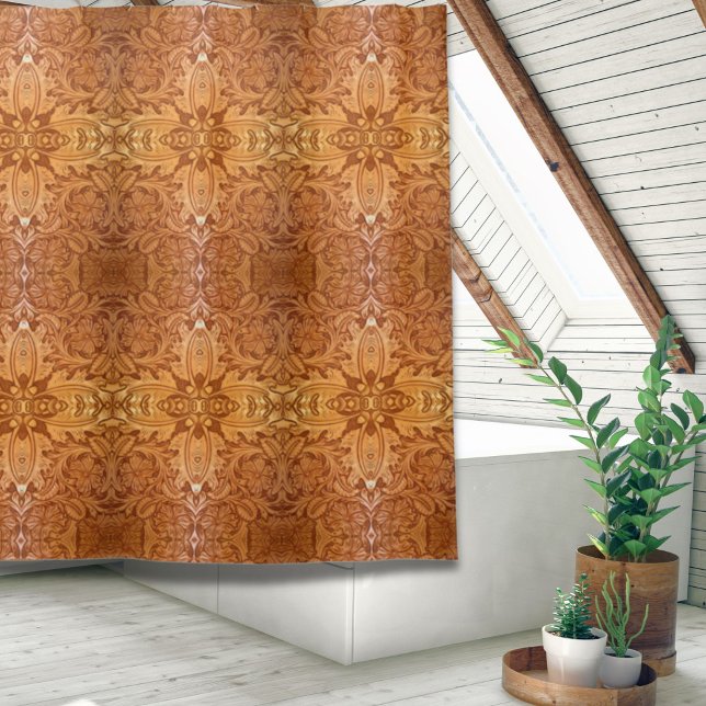 Rideaux De Douche cowboy rustique de l'ouest (rustic western country cowboy tooled leather shower curtain)