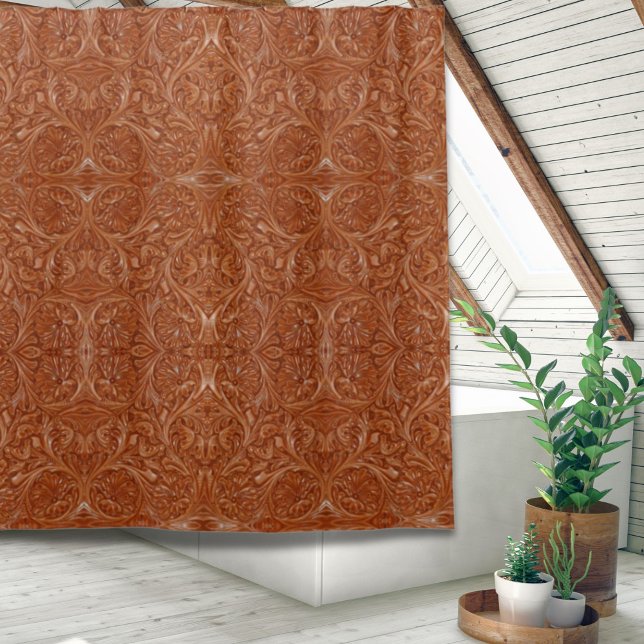Rideaux De Douche Cowboy Rustique pays occidental à outils en cuir i (Cowboy Rustic western country tooled leather print Shower Curtain)