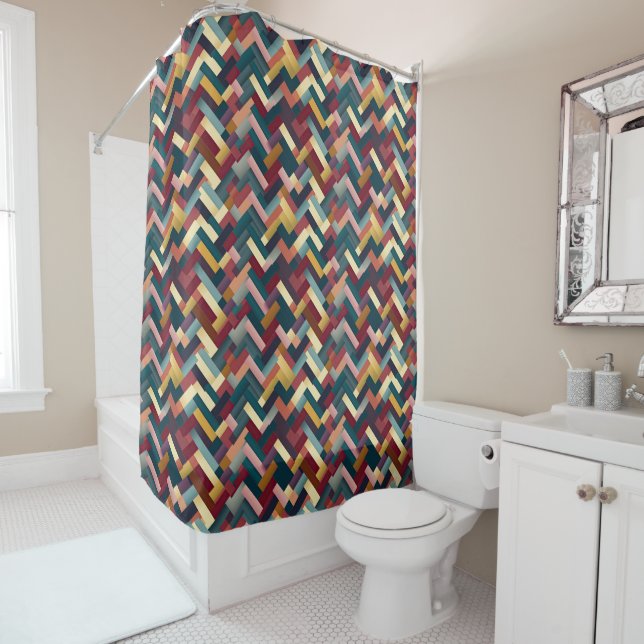 Rideaux De Douche Cozy Autumn Tones Weave Pattern (En situation)