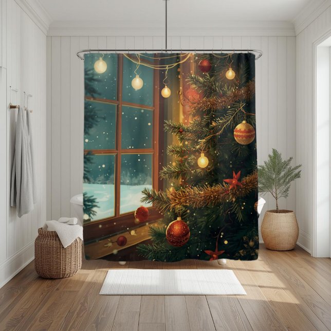 Rideaux De Douche Cozy Christmas Window Shower Curtain  (Créateur téléchargé)
