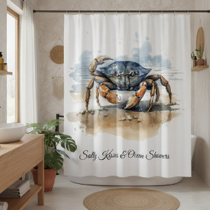Rideaux De Douche Crabe de plage à l'aquarelle