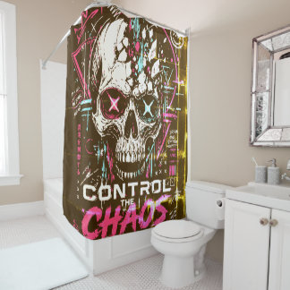 Rideaux De Douche Crâne Chaos Néon