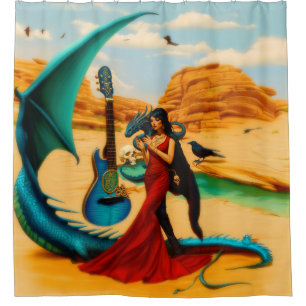 Rideaux De Douche Crâne de dragon Abstrait Occulte Cuisine foncée AI