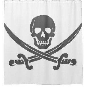 Rideaux De Douche Crâne de sourire simple de pirate avec les épée