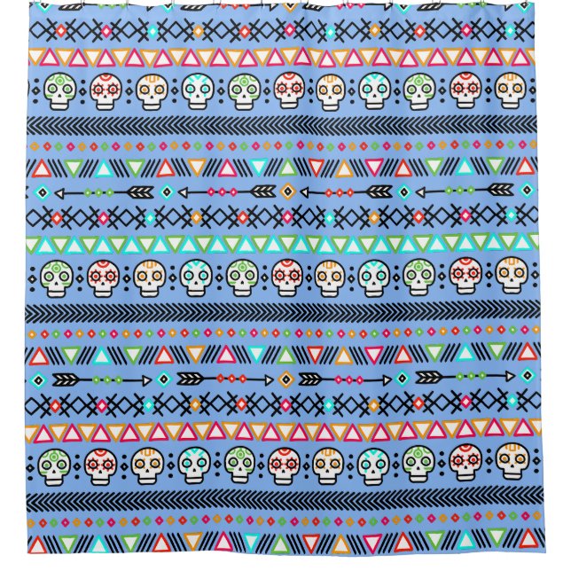 Rideaux De Douche Crâne de Sucre et Flèches (Devant)