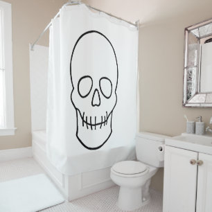Rideaux De Douche Crâne - noir et blanc