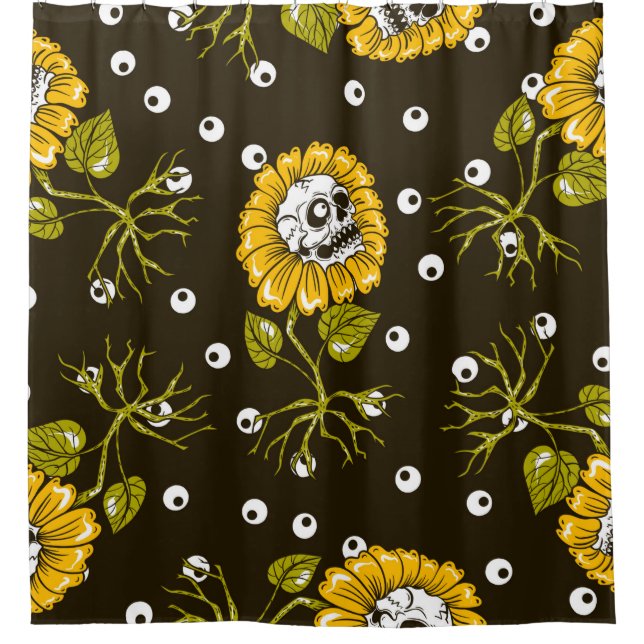 Rideaux De Douche crânes de tournesol sans couture motif (Devant)