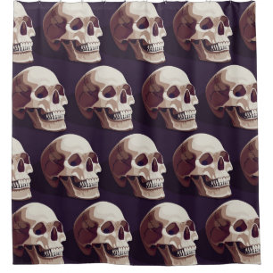 Rideaux De Douche Crânes d'Halloween : Motif Éffrayant sans couture.