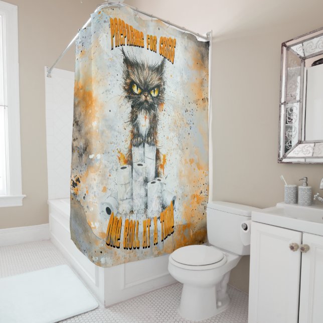 Rideaux De Douche Cranky Cat Hoarding Pour Une Crise (En situation)