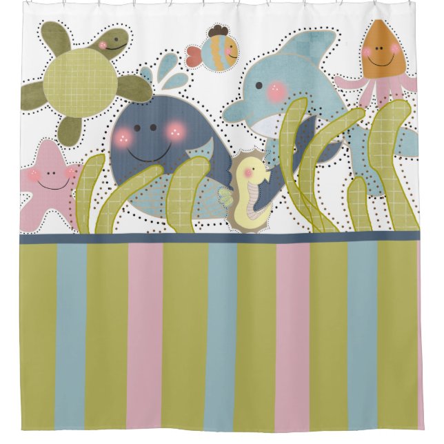 Rideaux De Douche Créatures marines Animaux marins Marsouin de balei (Devant)